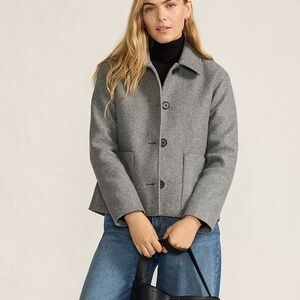 NWT Lands End Heritage Sz 14/16 Gray Soft Brushed Lined Shirt Jacket